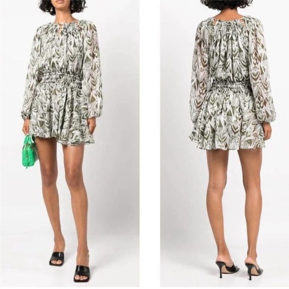 Anthropologie MISA LA Mercy Chiffon Mini Dress XS Green NWT